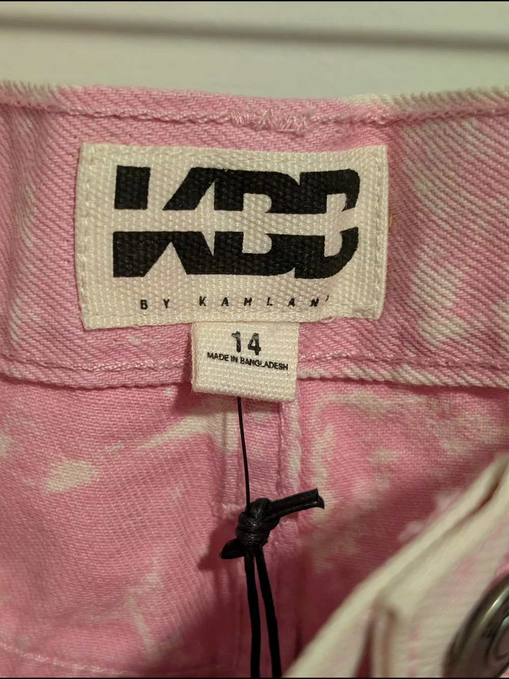 NWT Pale Pink Bleach Dyed High Rise Barrel Wide Leg Jeans KBB By Kahlana - Picture 2 of 6